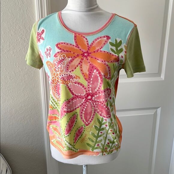 Sigrid Olsen Tops - Sigrid Olsen Cotton Multi Color Floral Print Women's Top Signed NWOT